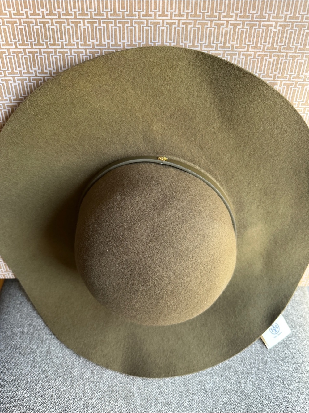 Tory Burch Olive Green Felt Wide-Brim Fedora